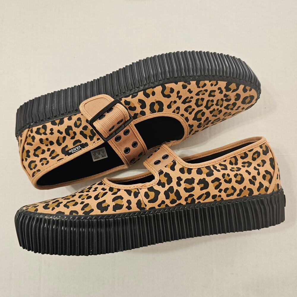 VANS Mary Jane Creeper Shoe in Leopard Brown/Black Size M11.5/W13 - Picture 2 of 6